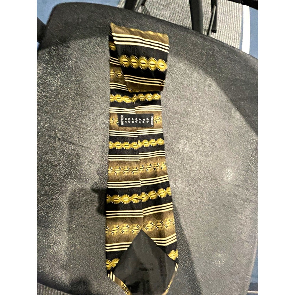 Bergamo New York Men's Standard/Classic Tie Striped Black Gold